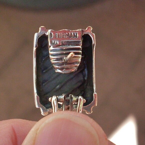 Retired David Yurman Cigar Band Earrings - 14K/925 - Omega Backs - Picture 5 of 7